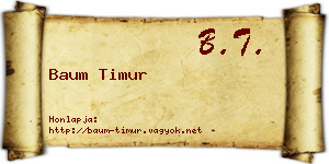 Baum Timur névjegykártya